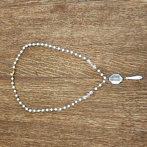 1928 Vintage Faux Pearl and Pink and Clear Faceted Faux Crystal Necklace